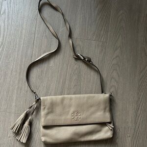 Tory Burch Taupe Leather Crossbody Bag